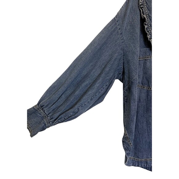 Anthropologie PILCRO Frill-Collar Blue Denim Buttondown Shirt 100% Cotton Sz 1X - Picture 6 of 8